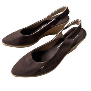Viscata Palomera Canvas Slingback Buckle Wedges - Brown